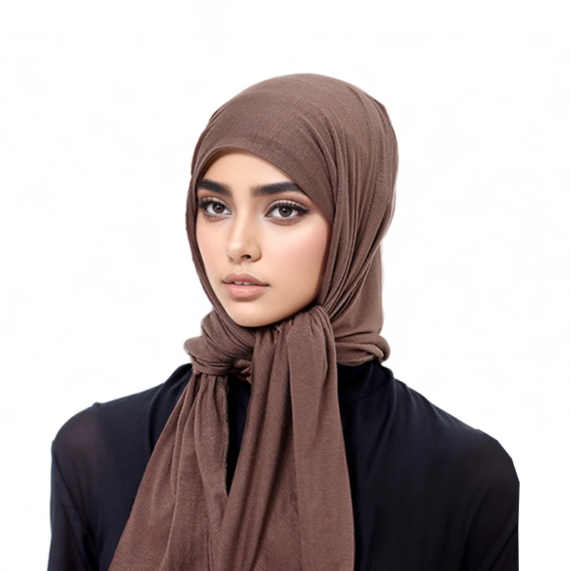 135*65cm Triangle Scarf Women Solid Color Premium Jersey Hijab Muslim Plain Soft Cotton Jersey Wraps Headband Triangular Bandage