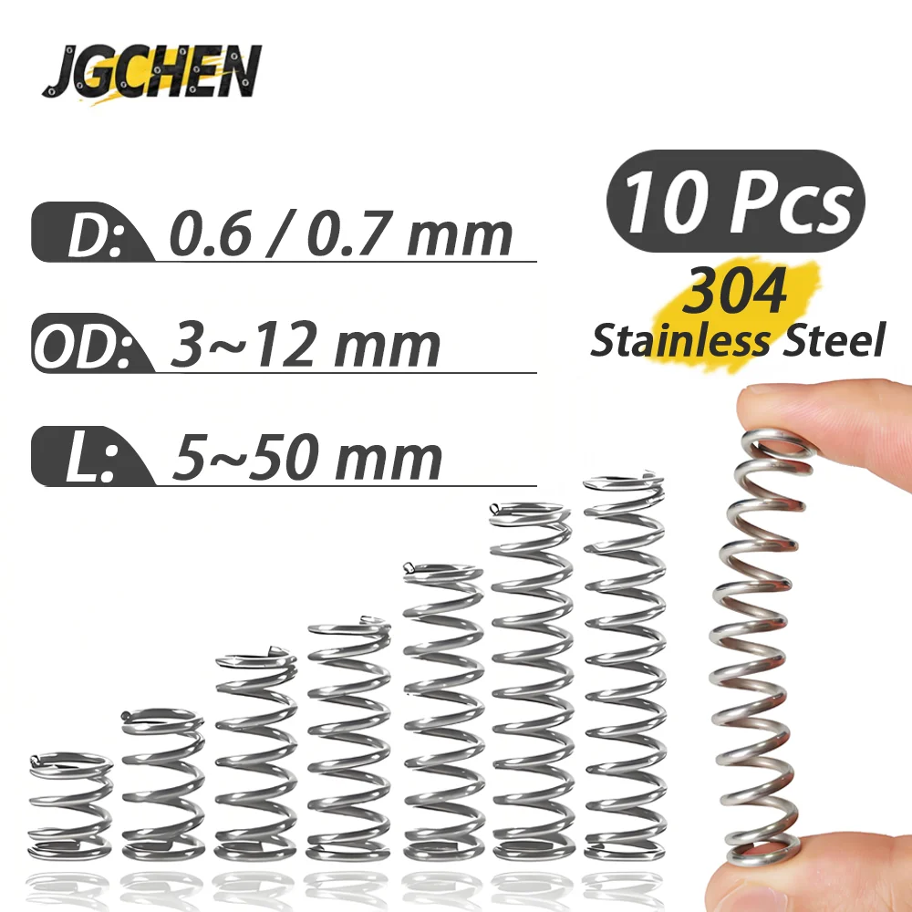 

10Pcs 0.6/0.7mm Compression Springs 304 Stainless Steel Micro Small for Mini Stainless Steel Springs for Repairs Precision Parts