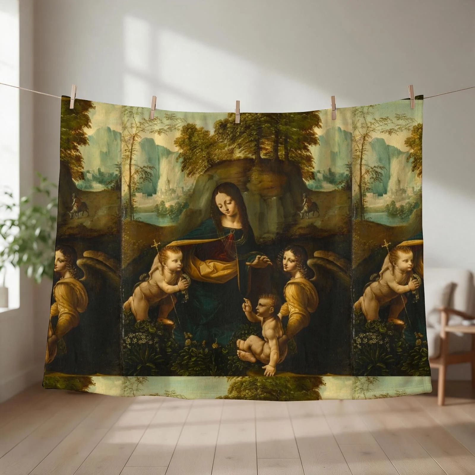 the virgin of the rocksleonardo da vinci, renaissance art, ancient paintings Throw Blanket manga Flannels Baby Heavy Blankets