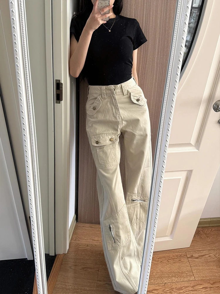 Vintage American Retro Goth Pants Y2K Trousers Punk High Waisted Casual Streetwear Harajuku Subculture Style Autumn Fashion