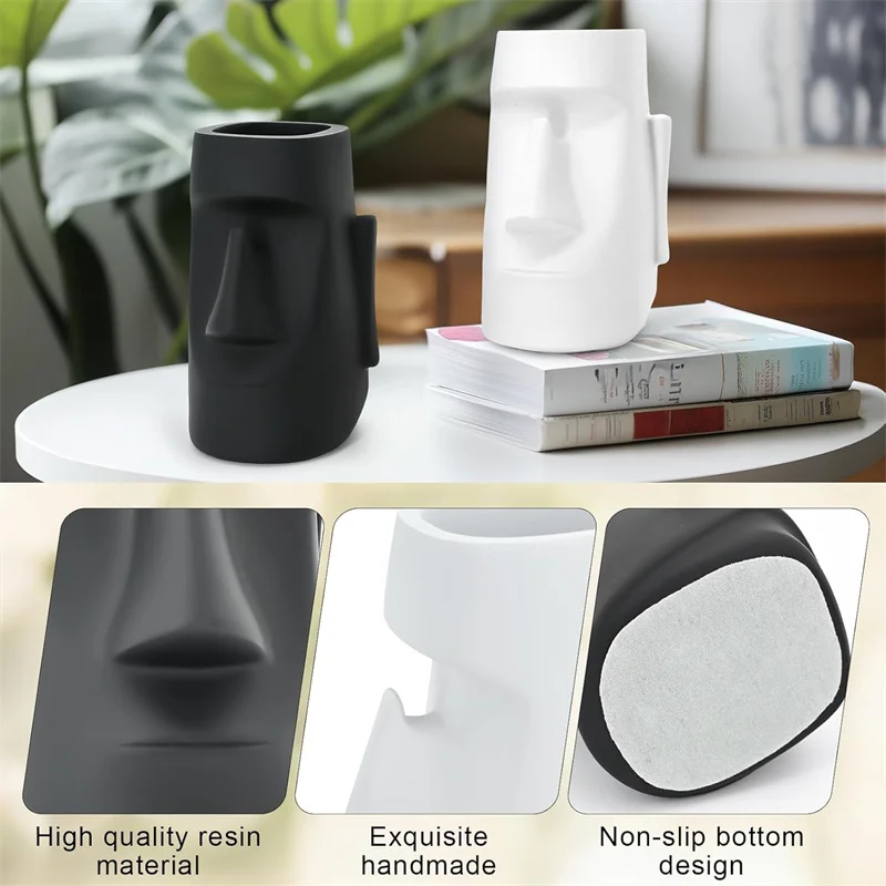 1pc Multi-Functional Pen Holder Moai Statue Eyeglass Holder & Desk Organizer Home/Office Decor With Pen Storage