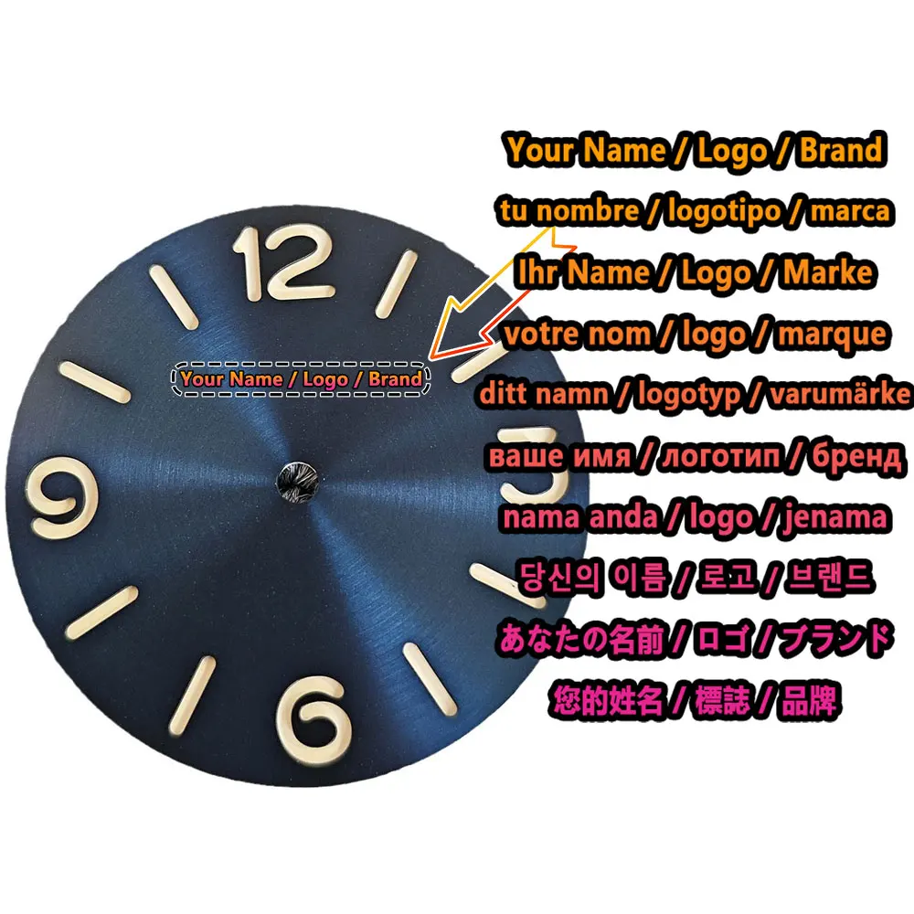 Customizable Brand Logo 38.8MM Dial Watch with Arabic Numeral Accessories for ETA6497/ST3600 Manual Movement