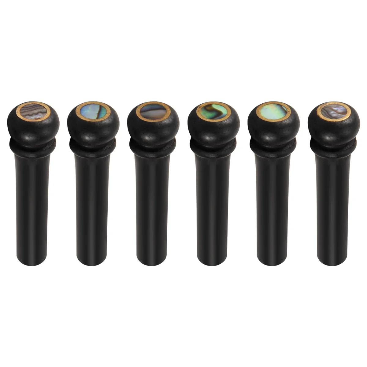 6Pcs Black Ebony Shell Guitar Bridge Bone Pins Set with Green Abalone Dot For Acoustic Guitar Accessories