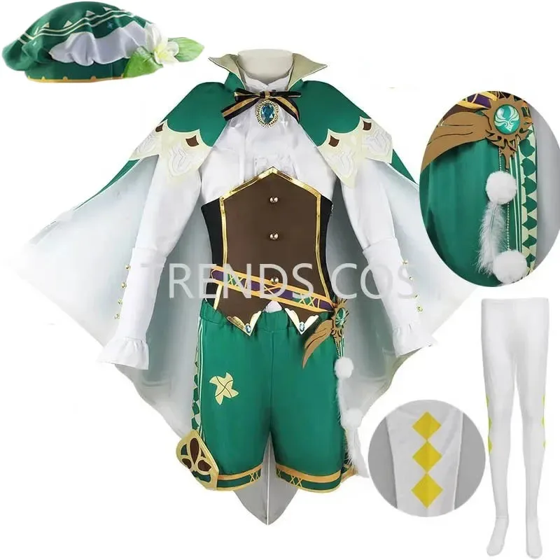 

Venti Cosplay Costume Vest Shorts Hat Stockings Venti Outfits Barbatos Wendi Windy Outfits Kids Anime Comic Con