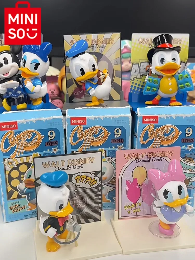 Miniso X Disney Cute Donald Duck 90th Anniversary Figure Daisy Minnie Scrooge Mcduck Figurine Anime Model Pvc Doll Toy Ornament