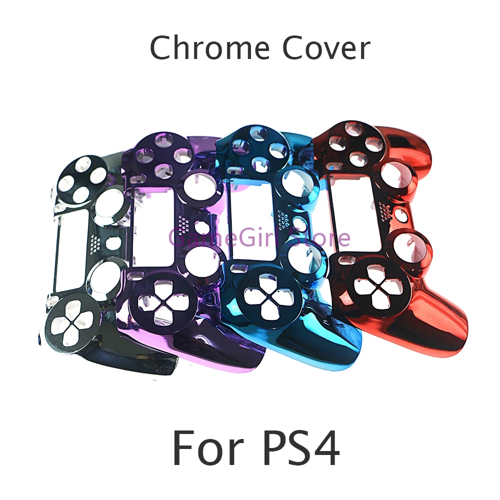 

8pcs Chrome Plating Front Upper Housing Shell Case Top Cover For Playstation 4 PS4 Jds 001 010 Wireless Controller