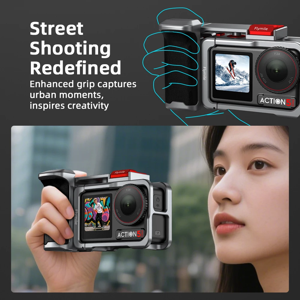 Grip For DJI Osmo Action 5 Pro 4 3,Street Photography Mount,Handle Grip,Xplorer Grip for Dji Action Camera Accessories