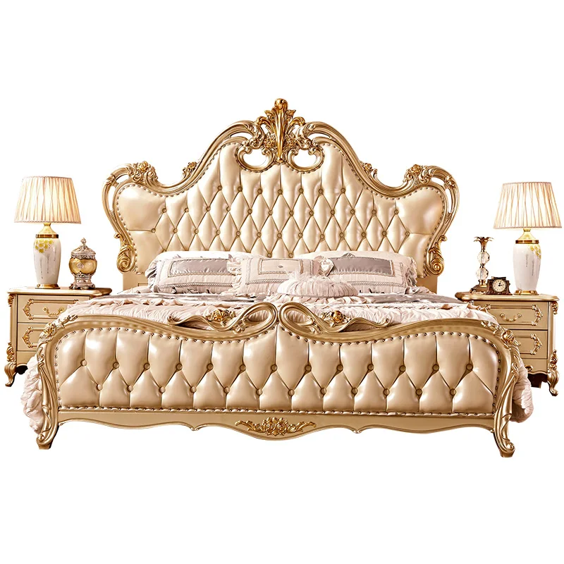 European solid wood bed 1.8 meters double bed wedding storage high box soft rest 1.5M large masterroom luxury prince