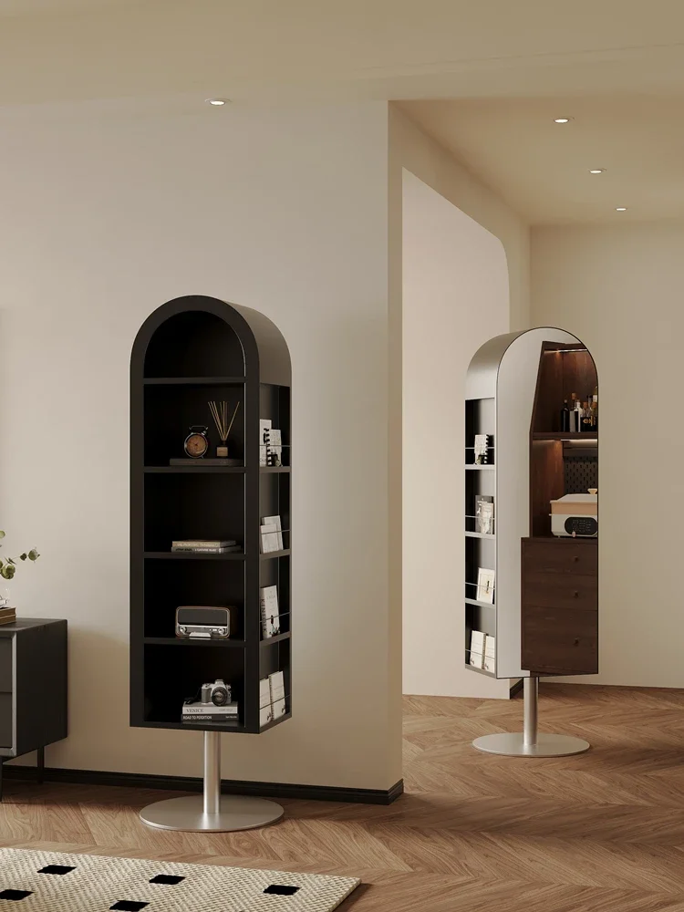 Bedroom fitting mirror rotating full-length mirror floor-to-ceiling bookshelf light luxury magazine rack  storage