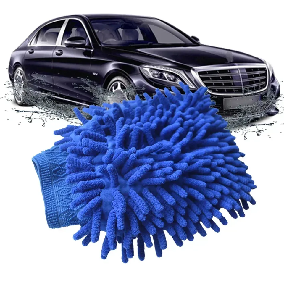  Multiuse Car Wash Gloves Chenille Waterproof Mitt Soft Mesh Back Double-faced Glove Mitt Wax Detailing Brush Car Cleaning Tool 