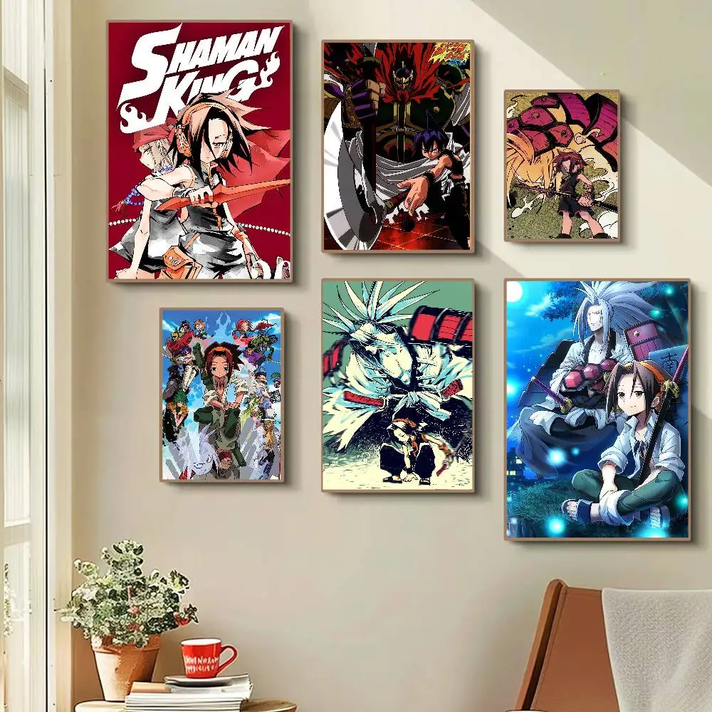 Anime Shaman King Anime Poster Waterproof Wall Art Sticker For Bar Living Room Vintage Room Decor Print Gift