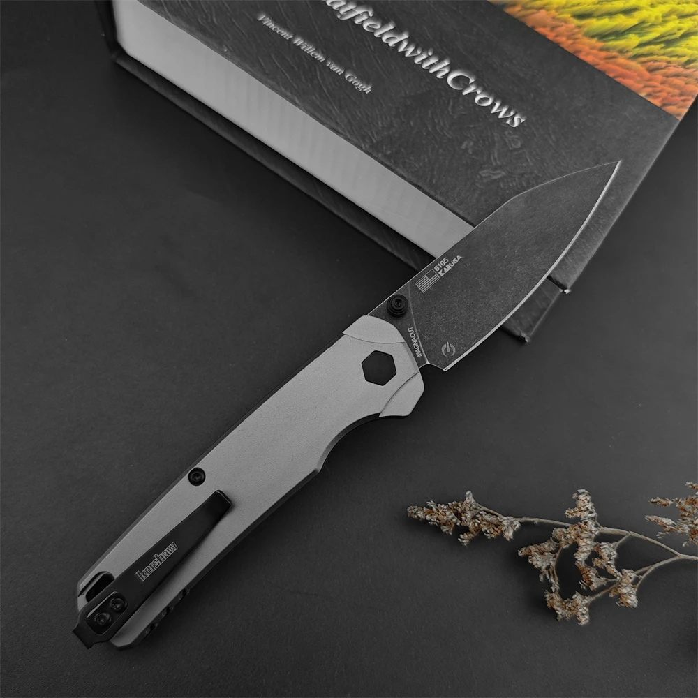 KS 6105 BLK KVT Folding Knife CPM MagnaCut PVD Blade Anodized Aluminum Handle Bushcraft Knife Tactical Multifunction EDC Tool