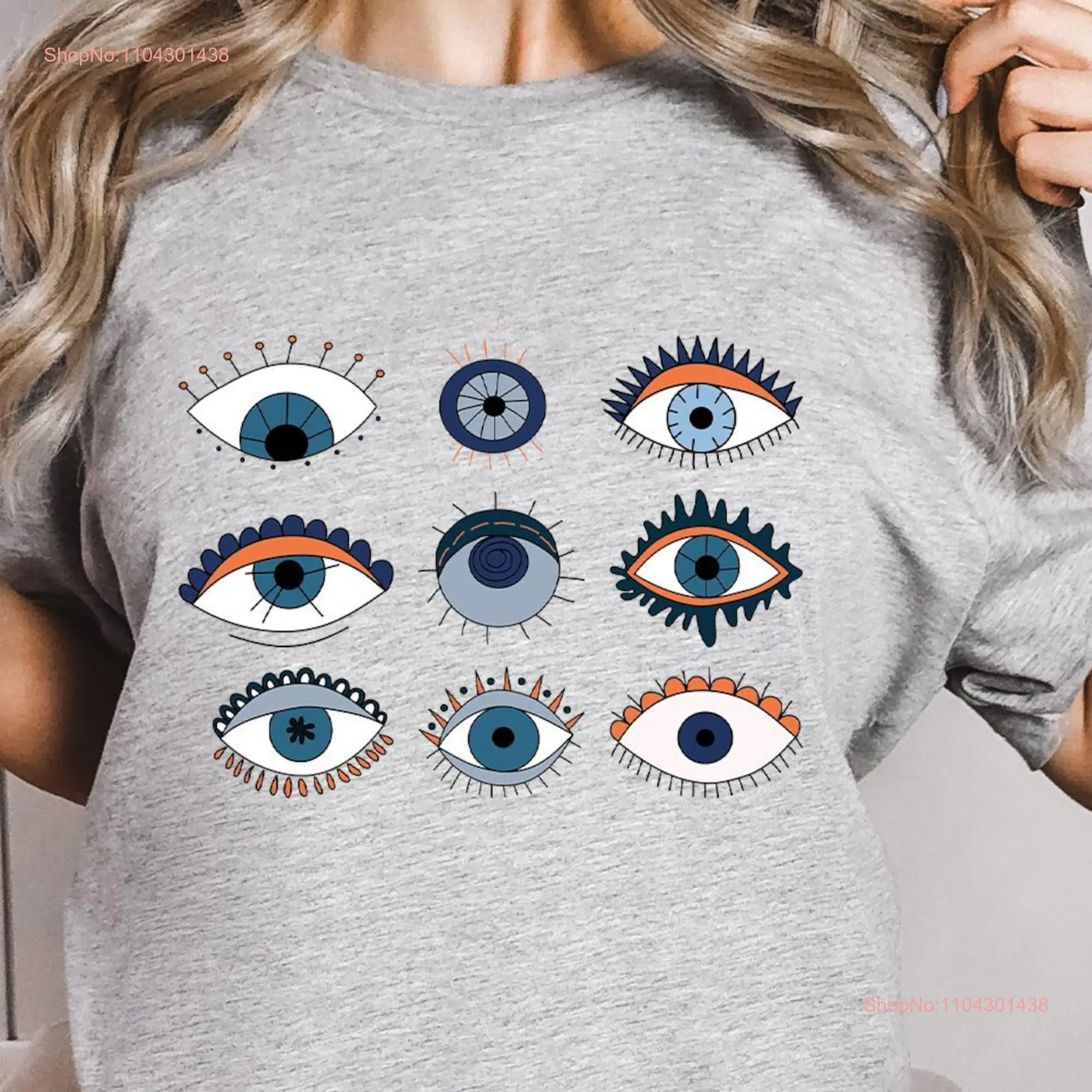 Evil Eye T Shirt Message Greek Nazar Boncuk Hamsa long or short sleeves