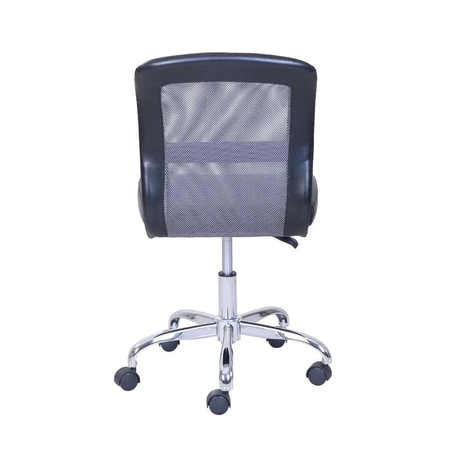 Mainstays Black Gray Mid‑Back Vinyl Mesh Task Office Chair Swivel Adjustable Height Padded Desk Chair for Home Office Study