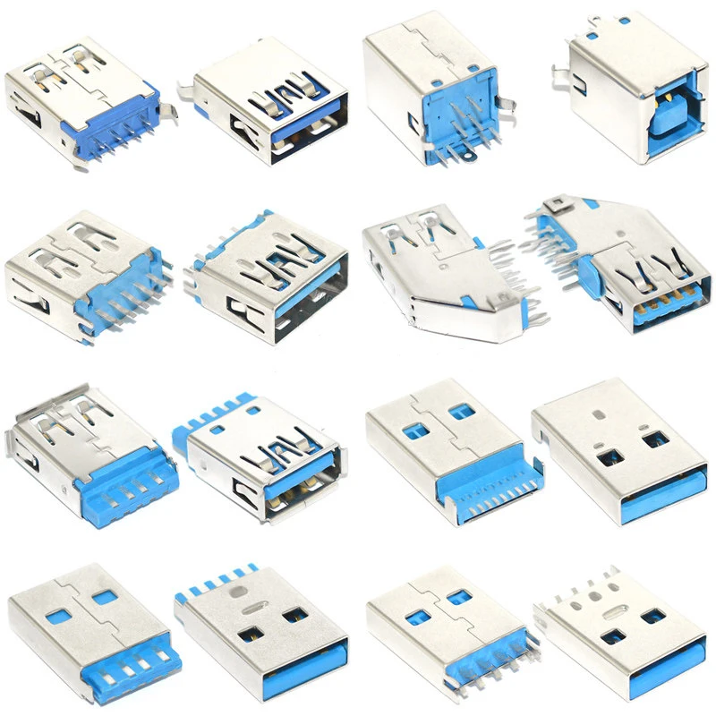 2PCS USB3.0 Jack 9P 9 Pin USB Fast Data Transmission Interface Connector PCB Socket For Laptop Notebook Male/Female USB Socket