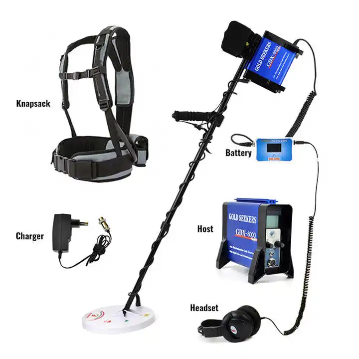 GDX8000 High Depth Underground Metal Detector Wired Communication Coil Gold Silver Treasure Detector for Outdoor Hunting