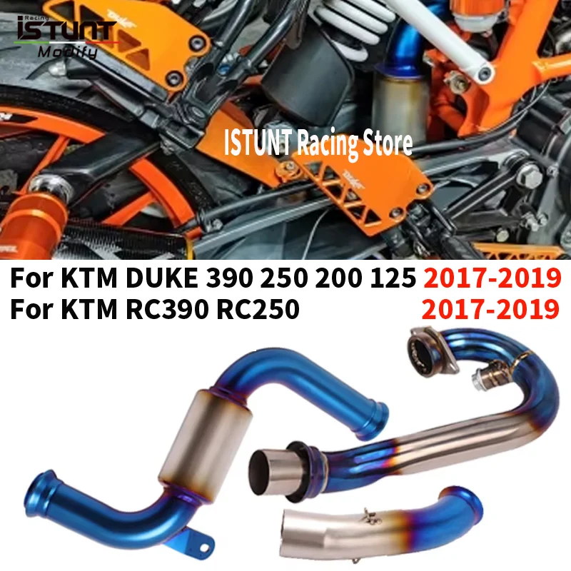 Front Mid Pipe Link Pipe Slip on For KTM DUKE 390 RC390 2017 2018 2019 Full Motorcycle Exhaust Moto Muffler System Motocross