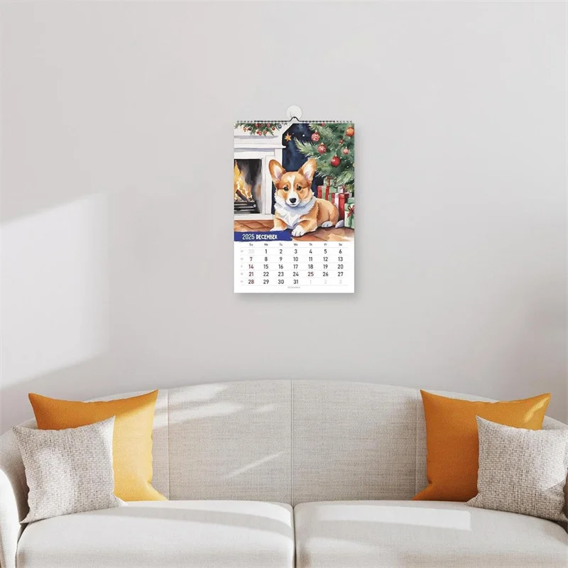 Calendrier mural pour chiot, calendrier mural pour chien 2025, calendrier mural mignon Corgi, licence annuelle et annuelle, 12 mois, licence d'organisation