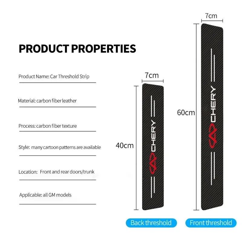 4PCS Car Carbon Fiber Car Door Sill Protector Car Accessories for Chery Tiggo 7 4 2 8 3 Pro 5x 5 T11 E3 IQ Arrizo Fulwin Amulet