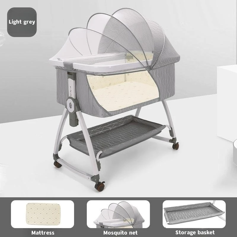 0-36 Months Crib Aluminum Alloy Splicing Queen Bed Multi-functional Portable Folding Child Bed Newborn Bed Cradle Bed