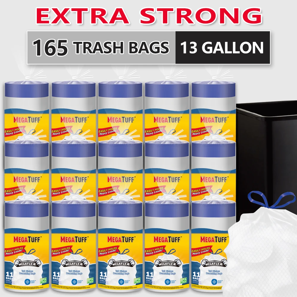 

Xtratuff Tall Kitchen Drawstring Trash Bags 13 Gallon Trash Bag Lavender Scent 165 Count Garbage Bags White Strong Rubbish Bag