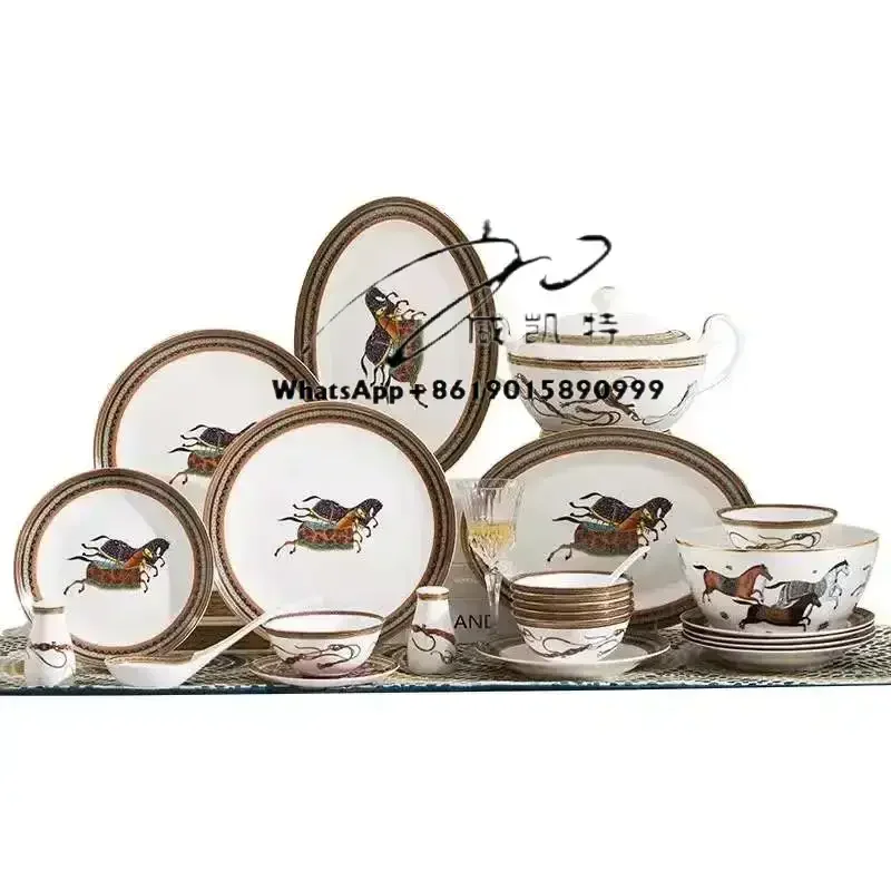 high quality new design 50 fine porcelain dinner set hot selling ceramic tableware bone china dinnerware sets