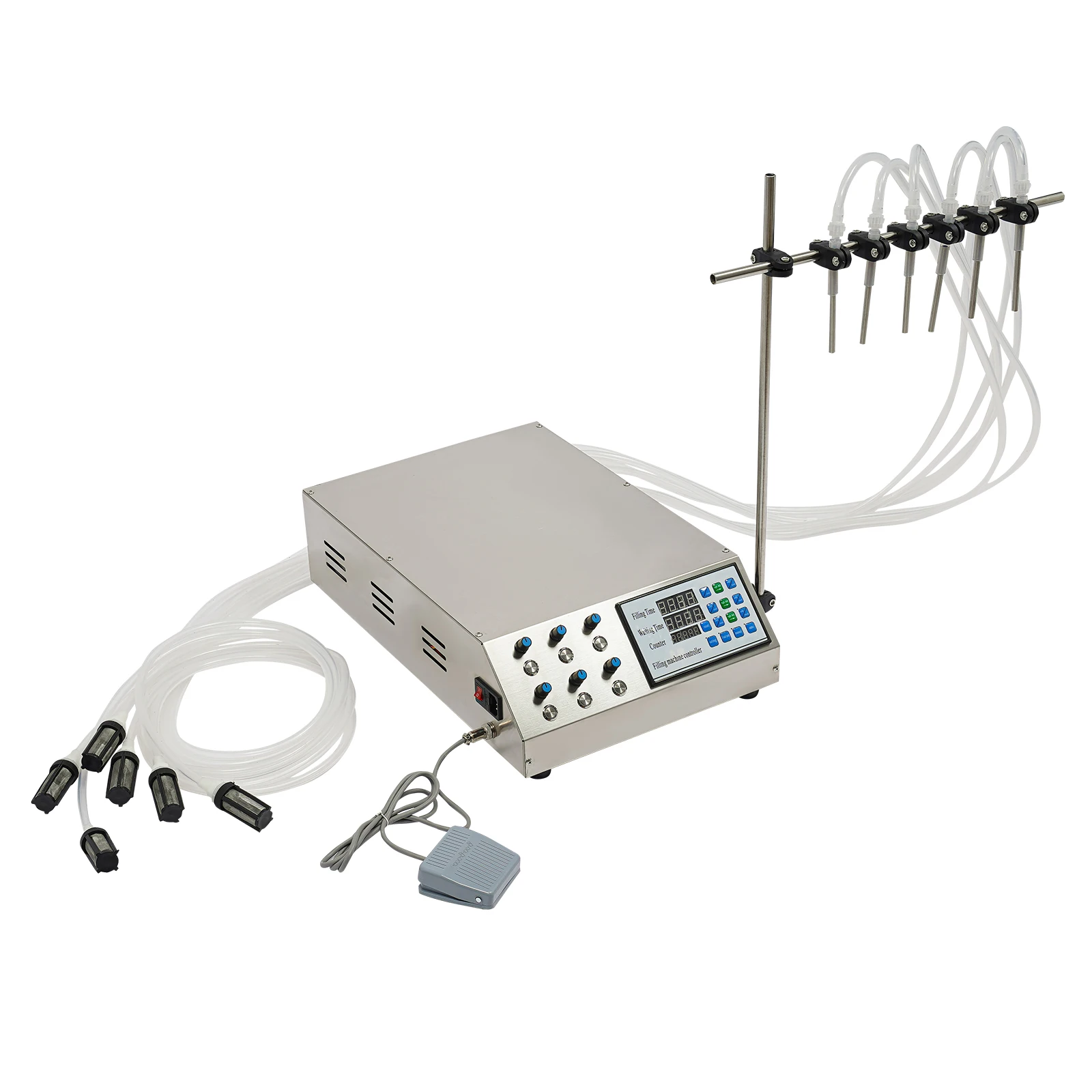 6 Head Liquid Filling Machine Filling Machine with Diaphragm Pump 300W LED Display US Standard