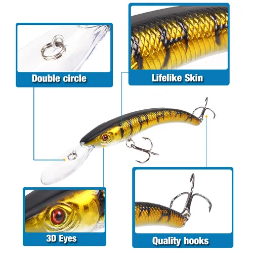 Imagen 2 del producto Nuevo 1 Uds 15,5 cm/16,3g Wobbler señuelo de pesca cebo de manivela grande Minnow Bass Trolling cebo Artificial Lucio carpa señuelos de pesca