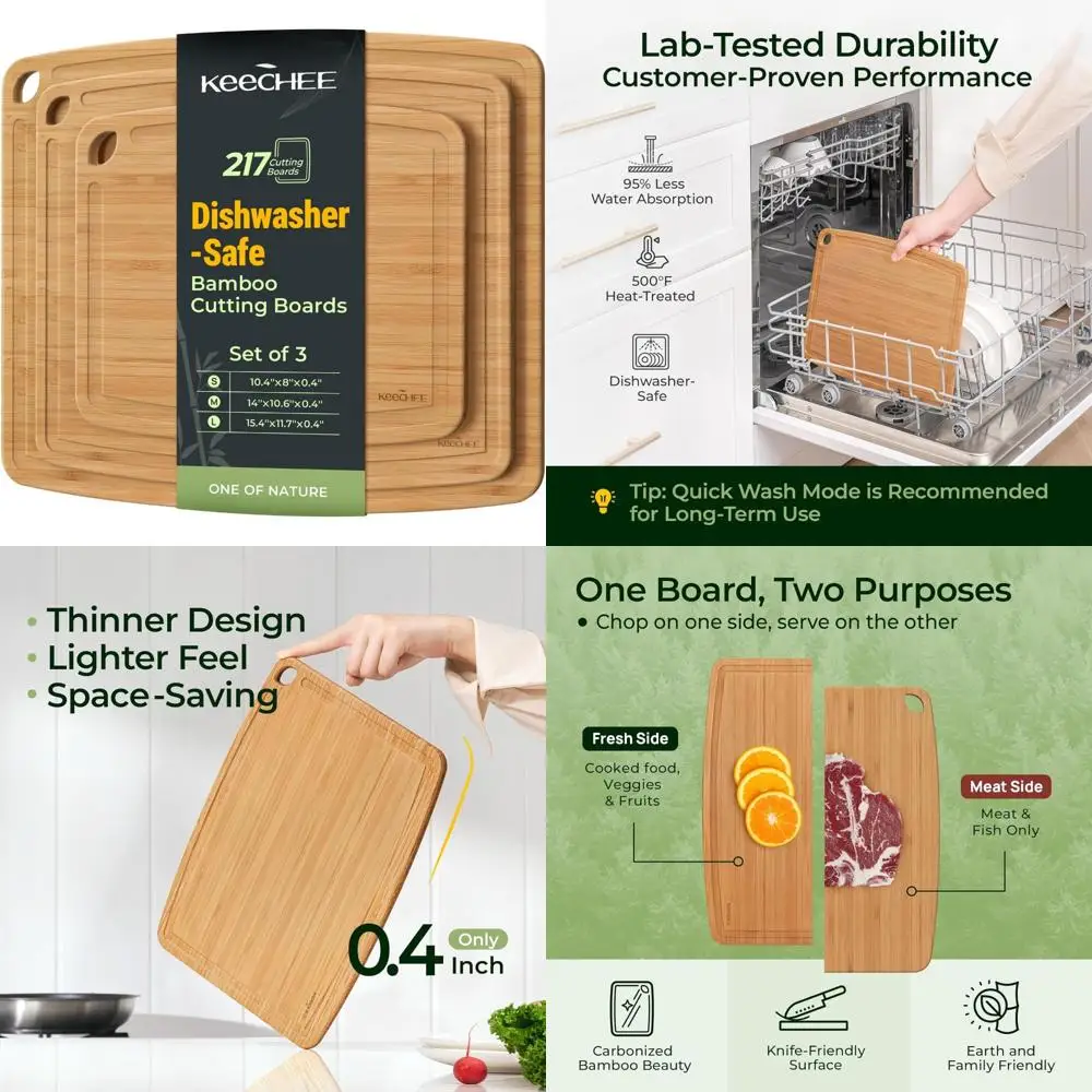 

Прочные разделочные доски из бамбука — легкие деревянные разделочные доски, которые можно мыть в посудомоечной машине для занятых кухонь, легко чистящиеся деревянные доски