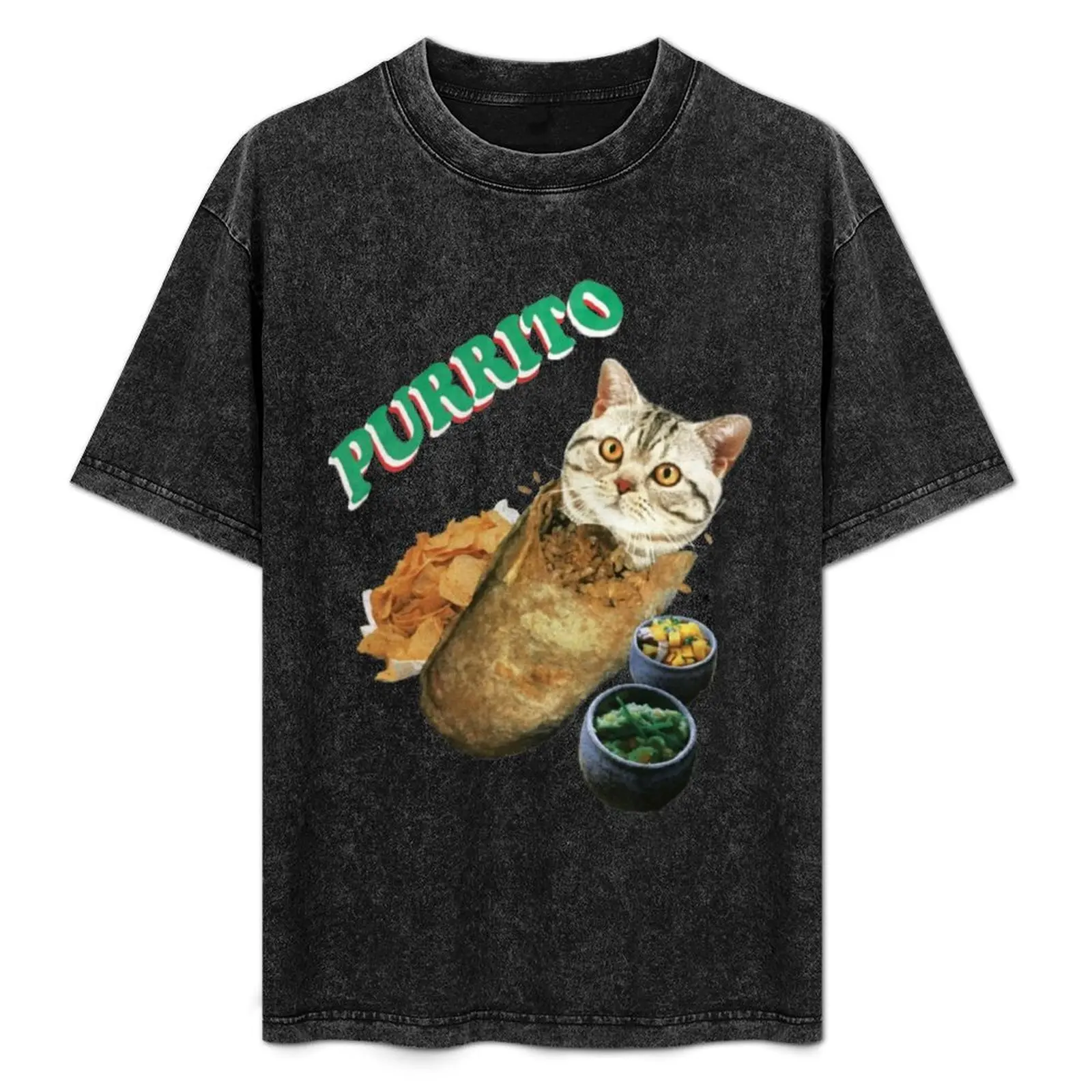 

Purrito Cat In A Burrito Gift Halloween Day, Thanksgiving, Christmas Day T-Shirt Breathable Basic Cotton T-Shirt