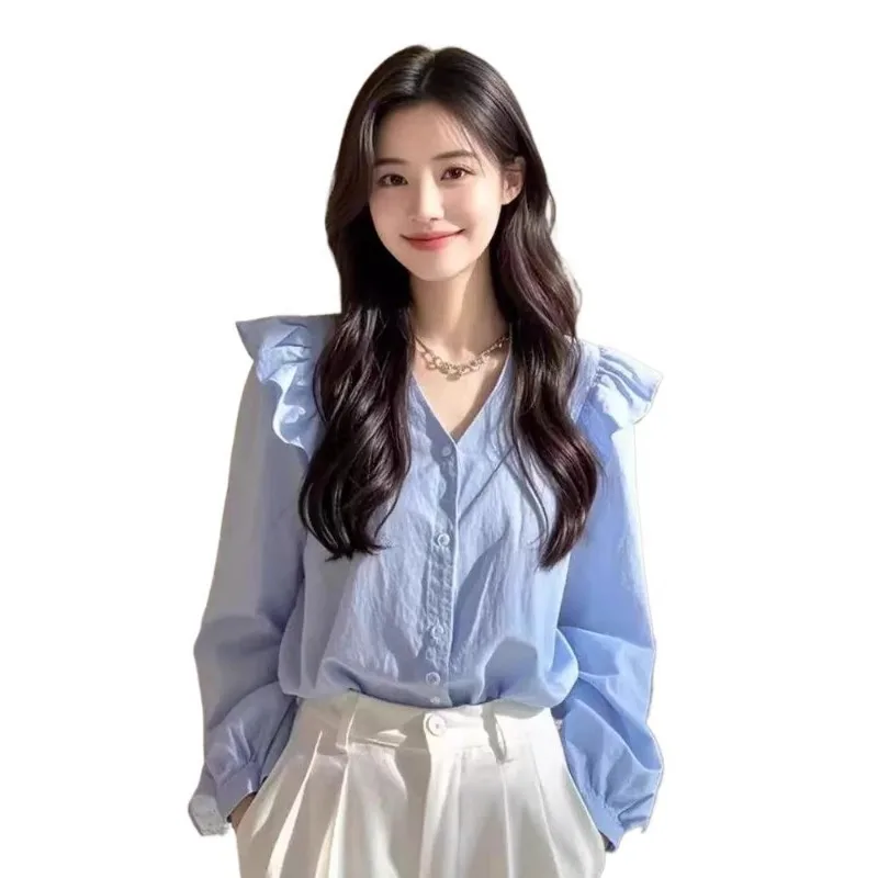 Women'S Long-Sleeved Shirts French Style Casual Shirts Office Lady Bohemian Autumn Clothes Women Vintage Light Luxury Tops