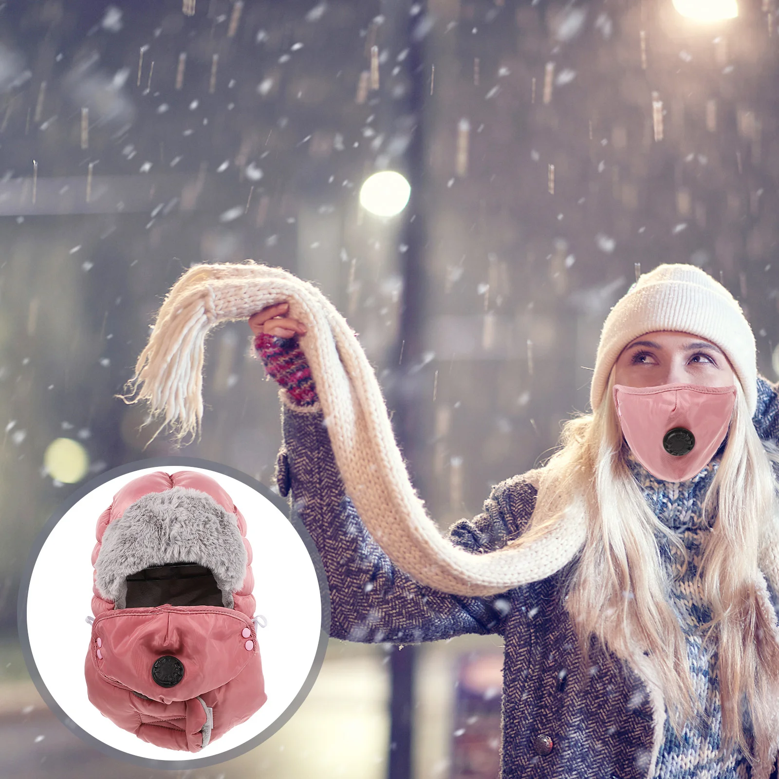 

1Set Winter Protective Hat Mask Cotton Windproof Headgear Warm Outdoor Skiing Snowboarding Adjustable Strap Winter Hat Mask