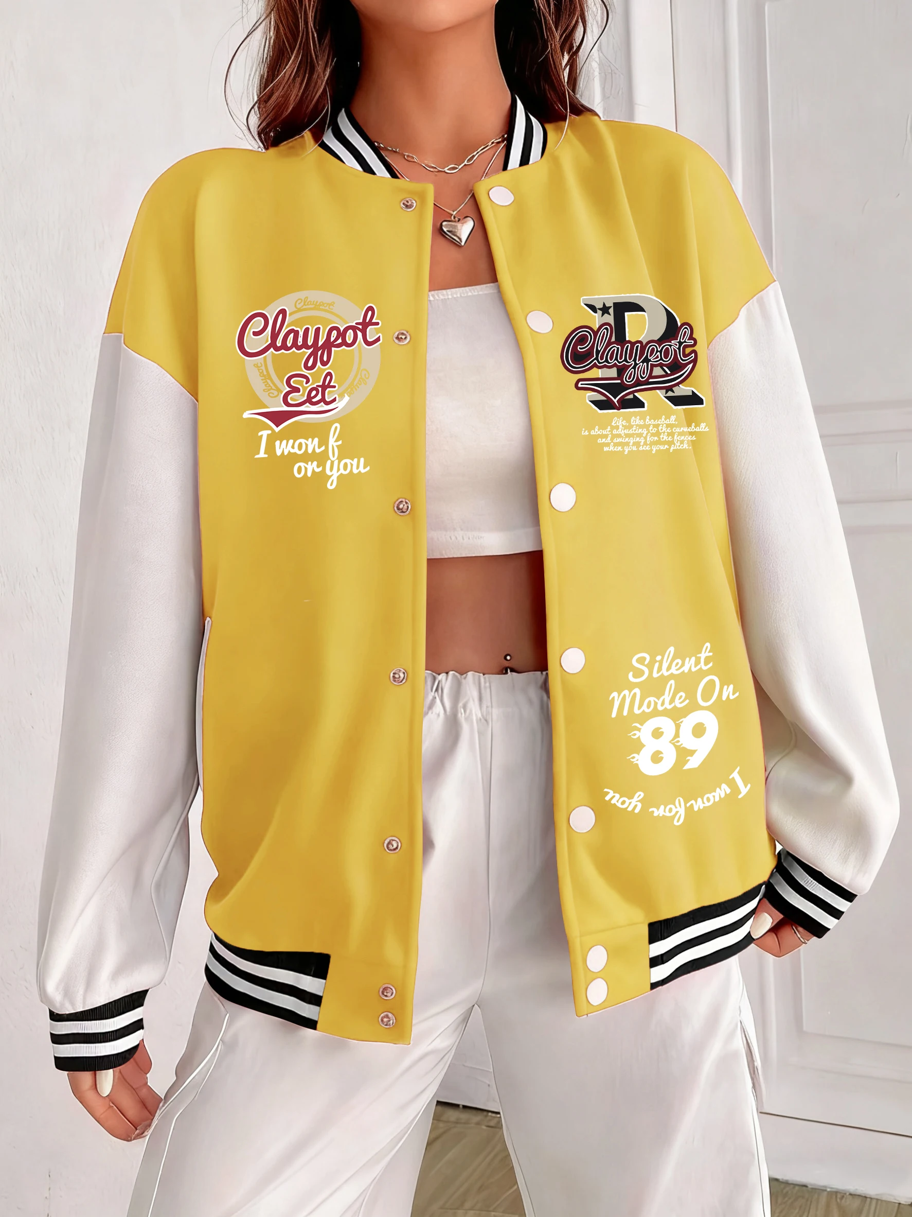 Usa Art Letters R And Circles Printed Womens Baseball Uniform Hip Hop Jacket Loose American Clothes Cotton Autumn Jackets