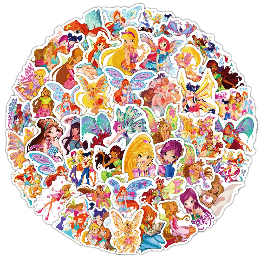 10/30/60PCS Pretty Woman Butterfly Winx Club Stickers Aesthetic Decals DIY Suitcase Notebook Phone Luggage Guitar Cartoon Toys