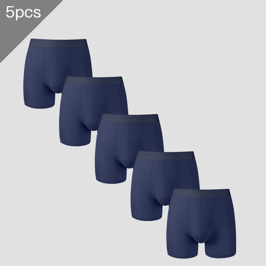 

5PCS Men's ice silk sports underwear, summer thin, anti-abrasion leg running breathable, extended, anti-abrasion crotch briefs