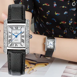 Wwoor Brand Leather Strap Women's Luxury Brand Diamonds Elegant For Gift Quartz Rhinestone Female Clock Relogio Feminino Watches