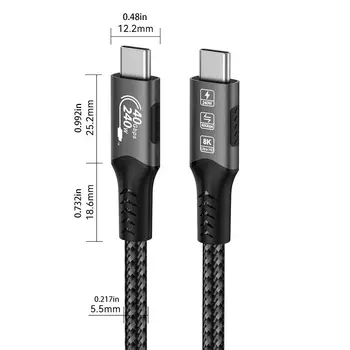 240W USB C na USB C kabel PD 3.1 40Gbps Type-C rychlonabíjecí kabel 4K video kabel pro Thunderbolt 3/4 MacBook 10 nejlepší prodej USB kabel typu C - №5