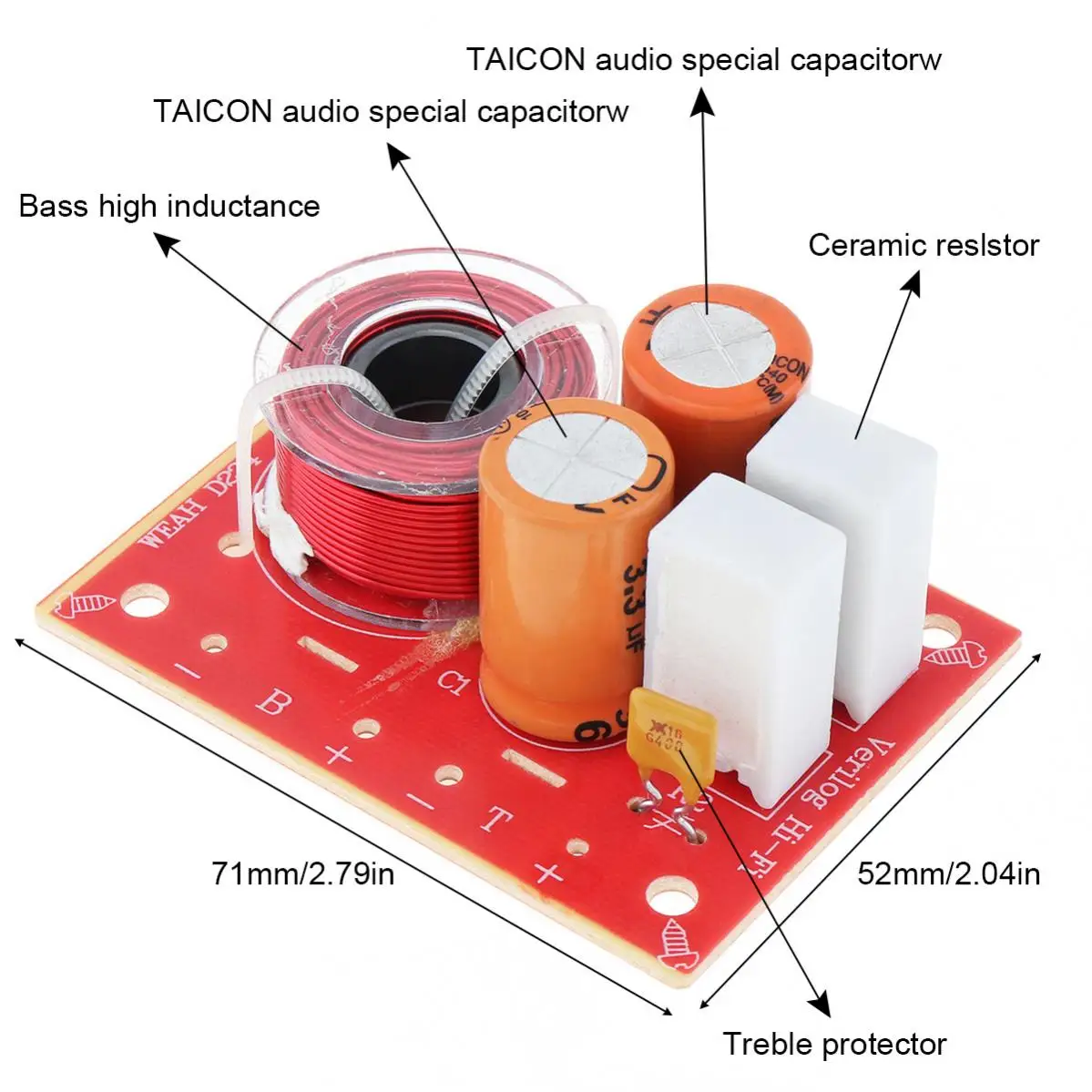 80W Speaker 2 Way Audio Frequency Divider Loudspeaker 2 Unit Crossover Filters for  Speakers