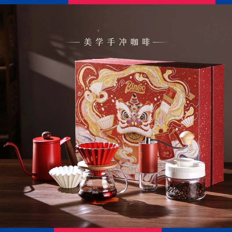 Lion Awakening Hand Brewing Coffee Pot Set Chinese Style Gift Box Hand Brewing Pot Filter Cup Sharing Pot Combination Instrument