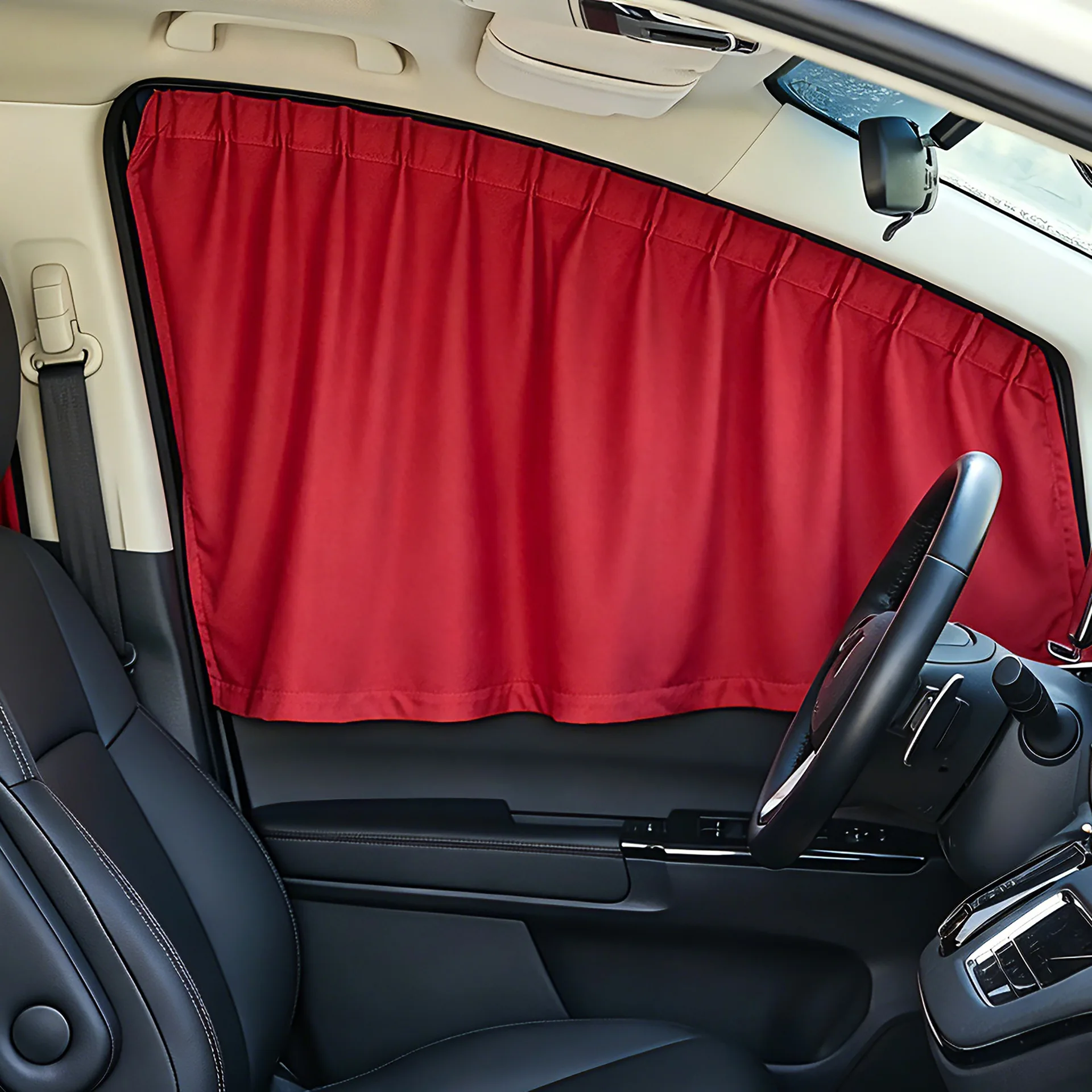 Custom Fit Suede Car Window Curtain Set with Track Rail, Heat Insulating Sunshade for Side Windows, No Drill No Glue