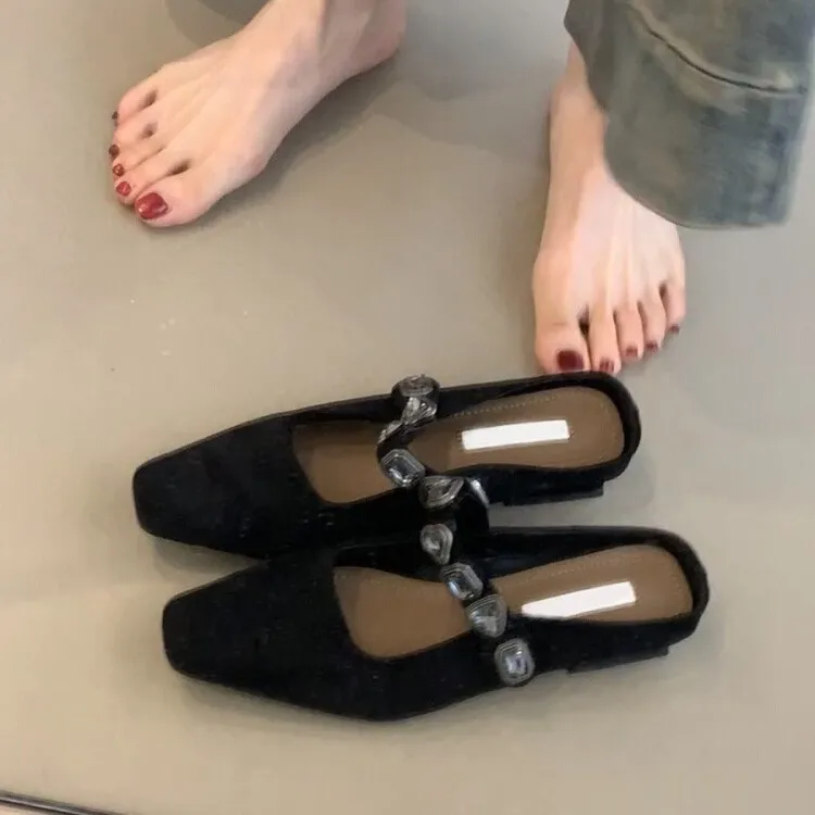 

Женские тапочки с открытой пяткой и квадратным носком, туфли-лодочки, модельные дизайнерские женские босоножки на каблуке, вечерние сандалии De Mujer, модные удобные