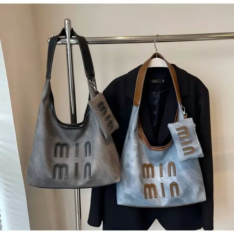 디자이너 스타일 가방 - 2025 신상 - 캐주얼 레트로 대용량 데님 소재 클래식 크로스바디 토트백