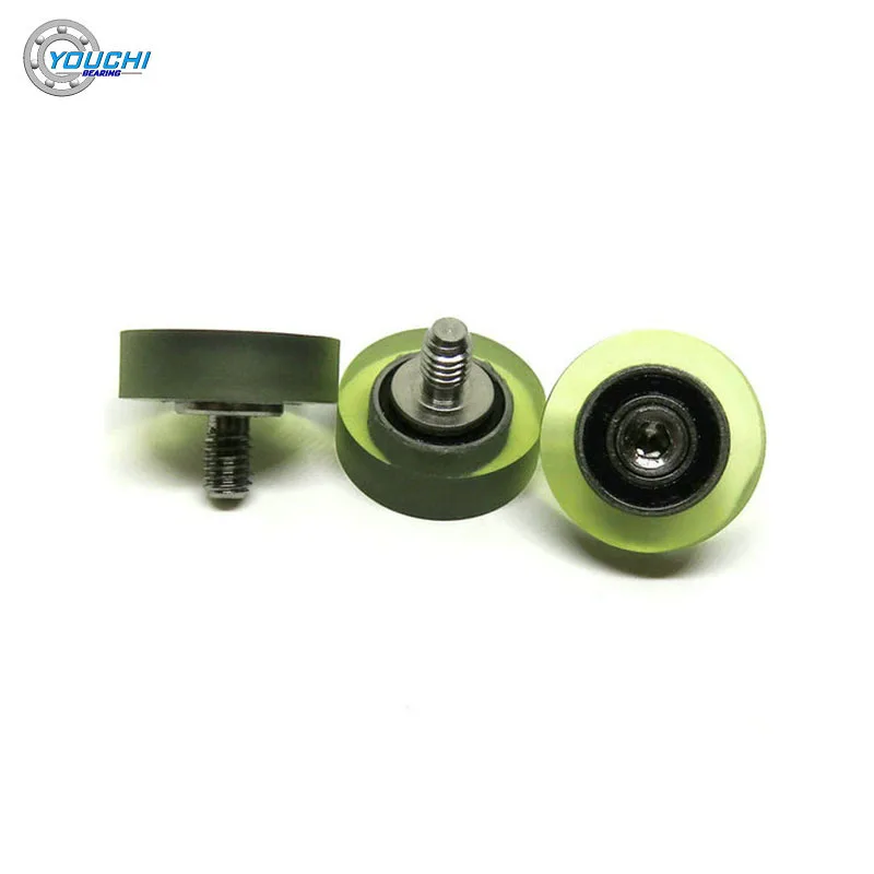 5pcs OD 16mm PU Coated Roller With M4 Screw 16x5xM4 PU68516-5C1L6M4 Rubber Covered Pulley Small Appliances Plastic Bearings