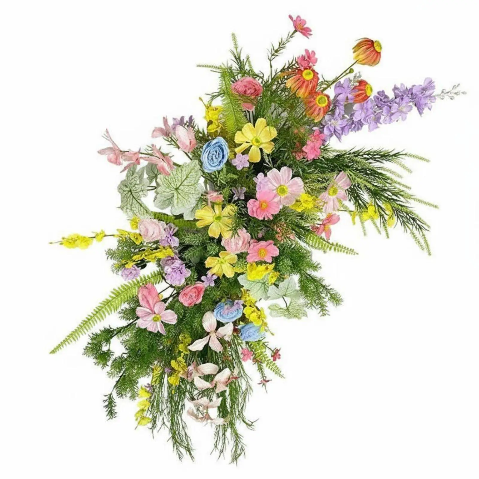 Realistic Silk Flower Garland Hanging Decor for Wedding Aisle Party Photo Booth Pink Peony Wreath Artificial Floral Display