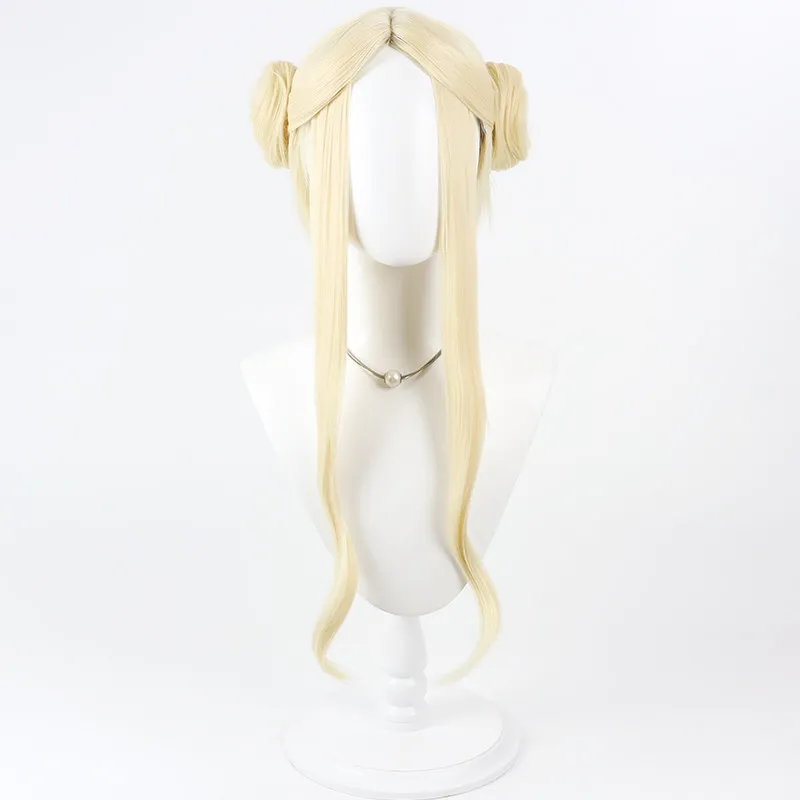 Edelgard Cosplay Wig Fire Emblem Blonde Bun Heat Resistant Synthetic Hair Halloween Party Role Play Carnival + Free Wig Cap
