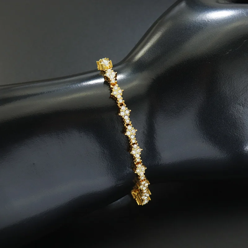 2025 Ins Shiny Zircon Flower-Shaped Cross Bracelet for Women Men Fashion Tennis Chain Bracelet Rock Party Jewelry Accessories