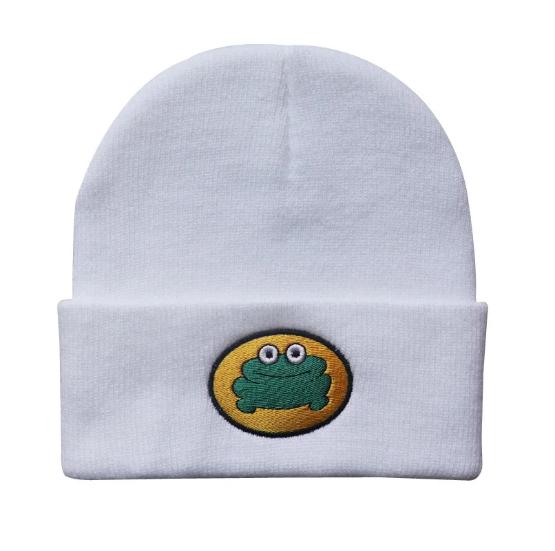 Cartoon Frog Wool Cap Parappa The Rapper Beanie Winter Hat Frog Knitted Hat Adult Cycling Pullover Warm Outdoor Student Cap