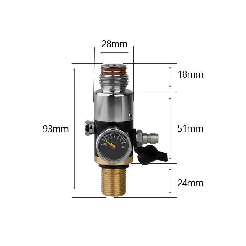 HPA 4500psi Cylinder Air Tank Regulator Adjustable Output 1800PSI Valve Mountain Double O-Ring Design Thread M18*1.5 Scuba
