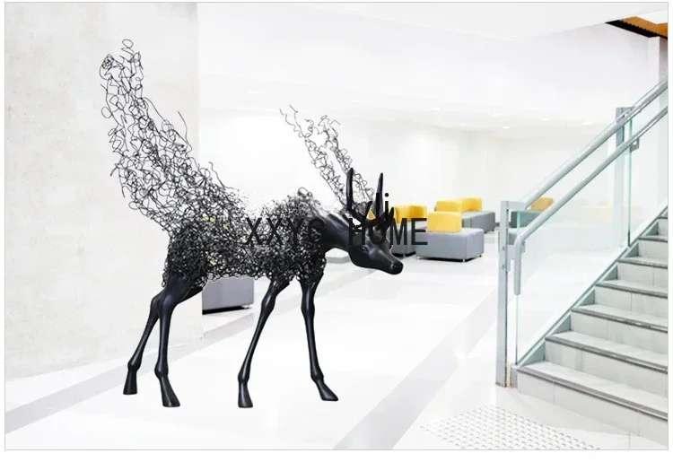 

Decoration Hotel Lobby Art Space Abstract Sculpture Hollow Iron Large Floor Animal Craft Decoration