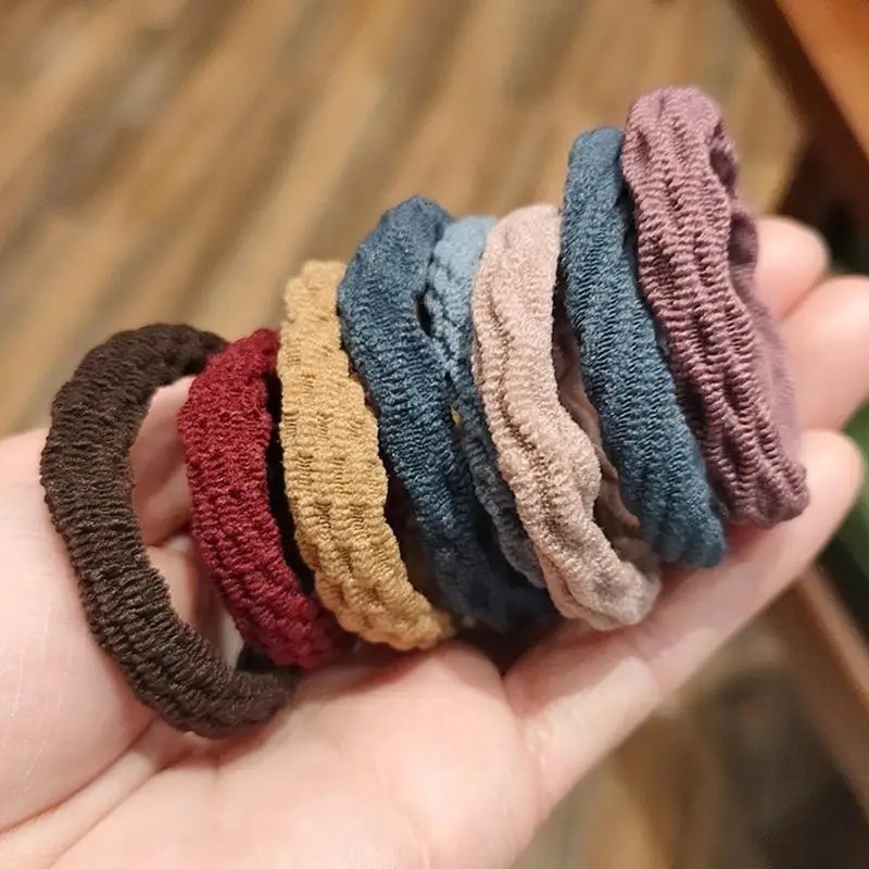 

39BD 10pcs Elastic Jacquard Large Stretch Hair Ties Hair Bands Ponytail Holders for Women Girls Thick Thick Heavy and Curly Hair